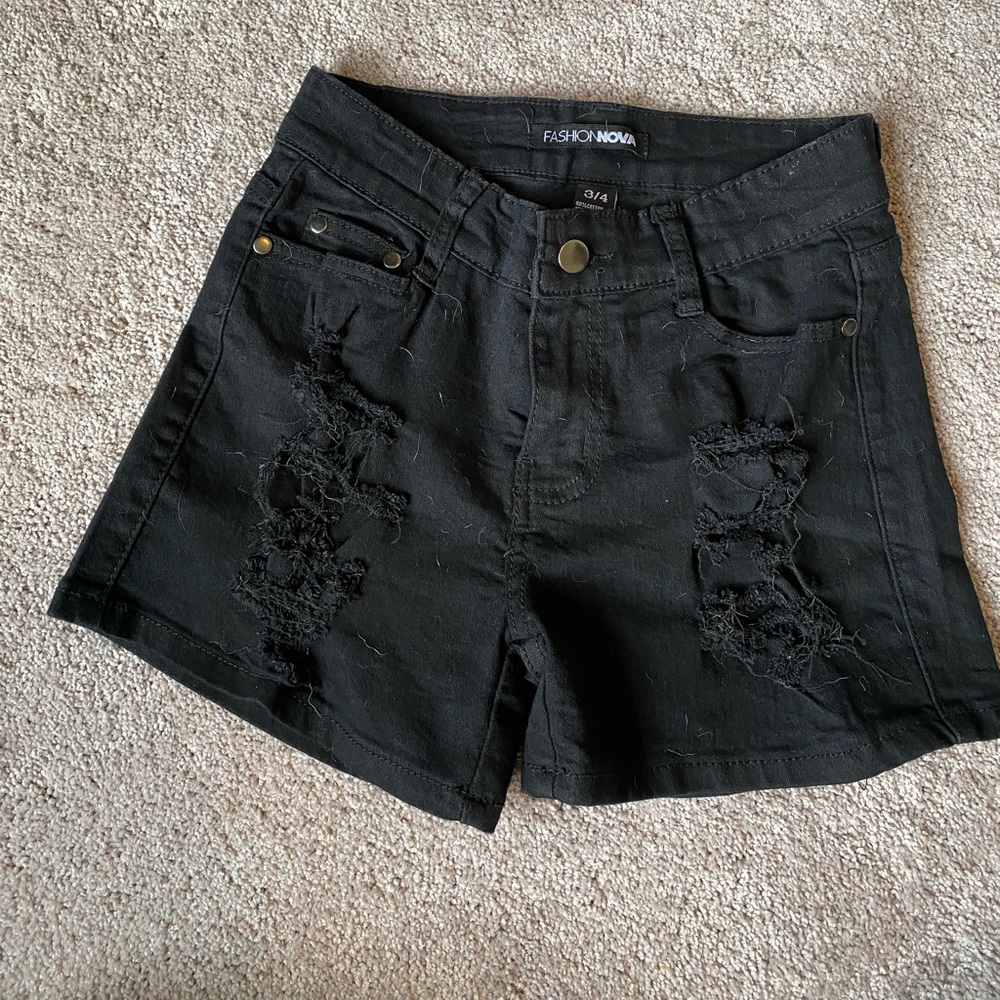Black jean shorts